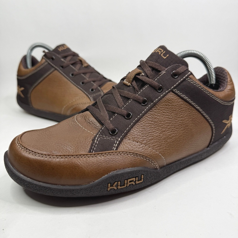 Kuru Chicane Walking Shoes Mens 9.5 Brown Leather Lace Up Sneakers 101203